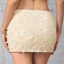 MakeMeChic Women's Sparkly Sequin Mini Skirt Y2k Low Rise Glitter Rave Micro Skirt with Shorts Underneath (Gold, S)