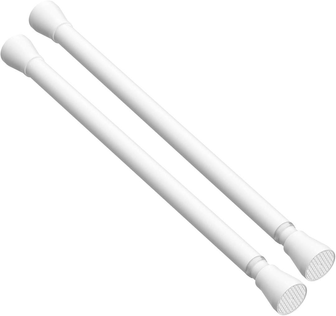 AIZESI 2PCS Tension Curtain Rod 16-26 Inch, 7/8" Diameter Curtain Tension Rods, Small Tension Rod White Spring Loaded Curtain Rods for Window, Kitchen, Closet