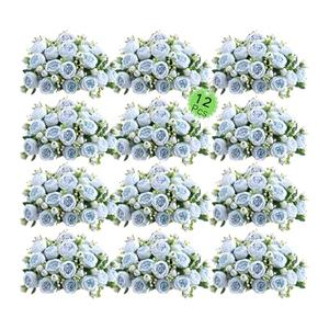 ASTRYAS 12Pcs Blue Artificial Flowers, Fake Peonies Silk Peony Faux Flowers for Decoration DIY Bridal Bouquet Centerpiece Table Wedding Party Home Decor Floral Arrangement(Blue)
