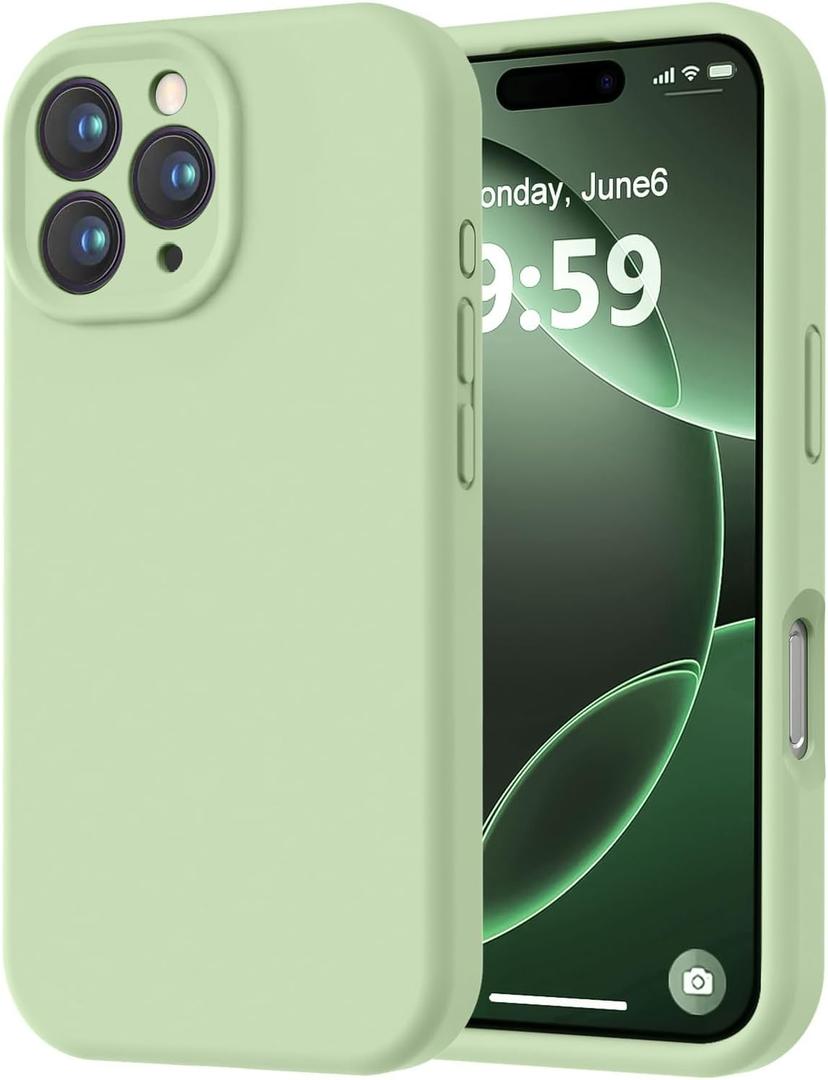 LOVE 3000 Designed for iPhone 16 Pro Max Case, Premium Silicone with [Soft Anti-Scratch Microfiber Lining] Shockproof Protective Phone Case for Men Women Girls 6.9", Matcha