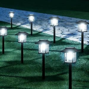 16-Pack Solar Lights Outdoor (Extra-Bright & Smart Auto On/Off), Solar Powered Garden Lights, Waterproof Solar Pathway Lights for Landscape, Path, Yard, Patio, Driveway, Walkway Decor (Cool White)