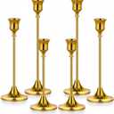 Gold Candlestick Holders Set of 6  Decorative Taper Candle Holders for Home Decor, Weddings, Parties  Metal Candle Stands Brushed Finish  Easy Assembly  Fits Standard & LED Candles - Christmas