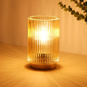 Mirasium Battery Operated Lamp, Cordless Table Lamp with Timer, Desk Bedside Lamps with LED Warm Light, Glass Small Table Lamp for Bedroom, Bathroom, Living Room, Home Decor  Amber