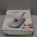 Kordisen Nonstick Grilling Pan with Lid for Stove Tops, 11 Inch Square Grill Pan for Indoor Cooking, Granite Coating Grill Skillet with Pour Spouts, Versatile Griddle, Induction Steak Pan, PFOA Free (Black)