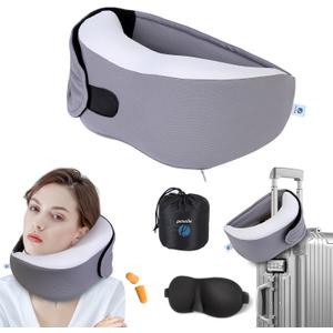 Travel Pillows for Airplanes,Memory Foam Neck Pillow for Comfort on Airplane,Neck Travel Pillow with its own Eye mask, Ergonomic Design for Travel, Car Rides, Offices and Home Use,M-L Sizes