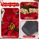Fake Poinsettia Plants with White Berry 14 Inch Red Poinsettias Artificial Christmas Flowers in Pot for Home Porch Garden Office Indoor Outdoor Christmas Decorations