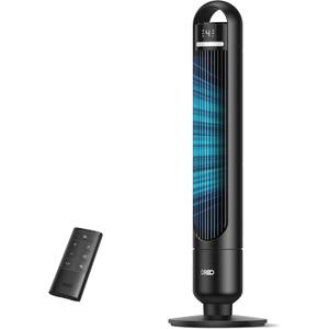 Dreo Tower Fan for Bedroom, 90 Oscillating Standing Fans for Room with 4 Speeds, 3 Modes, 28dB Quiet for Sleep, 25ft/s Velocity, 8H Timer, Remote, Living Room, Office, Home, Black, TF117