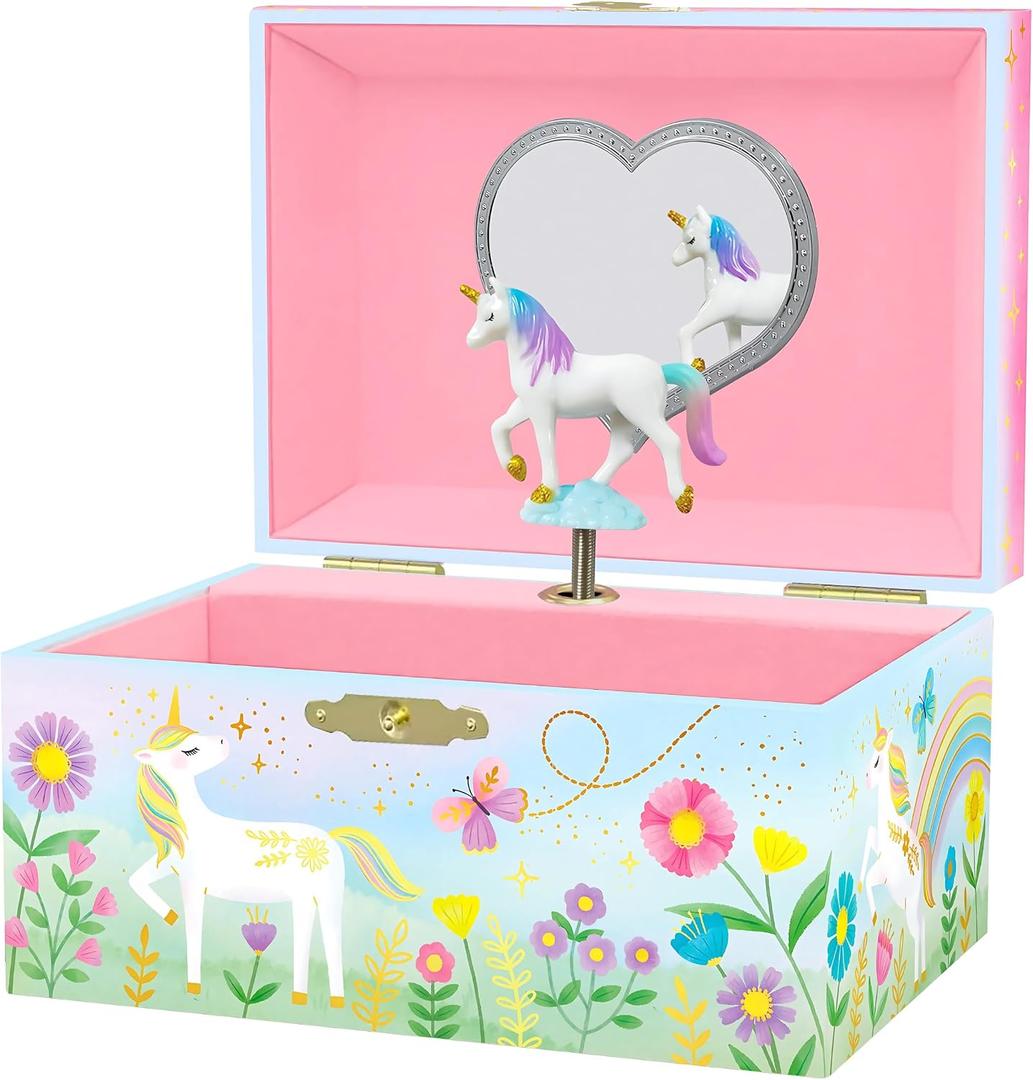Giggle & Honey Musical Unicorn Jewelry Box for Girls | Music Boxes for Little Girls | Toddler Jewelry Box for 4 Year Old Kids | Toys for Toddlers | Birthday Gifts for Kids 5, 6, 7, 8, 9 Years