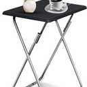 Garden 4 you Folding TV Tray Table,TV Dinner Table with Sturdy MDF Top,Eating Trays for Living Room with No Assembly Required, 15 x 18.9 x 26 in(Black,1PC)