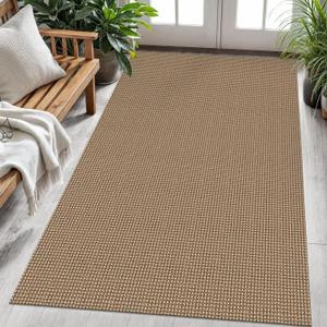 KOZYFLY Washable Area Rug 4x6 ft Non Slip Rubber Backed Living Room Rugs Braided Woven Cotton Kitchen Rugs Indoor Entryway Rug Floor Carpet for Dining Living Room Bedroom, Tan/Orange/Brown