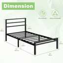 Lutown-Teen Twin XL Bed Frame with Headboard and Footboard, 12 Inch Classic Metal Platform Twin XL Platform Bed Frame, No Box Spring Needed, Easy Assembly, Noise Free, Black