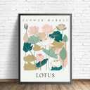 2 x Lotus Flower Market Poster Art Print, Floral Wall art Decor, Botanical Artwork Bedroom Bathroom Living room Decoration 47 (Lotus, 8 x 10 inches, Unframed)