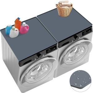 2PCS Washer and Dryer Covers for The Top, 27''x 27'' Silicone Washer and Dryer Top Protector Mat, Non-Slip Waterproof Washing Machine Cover Protector Top Load for Laundry & Kitchen
