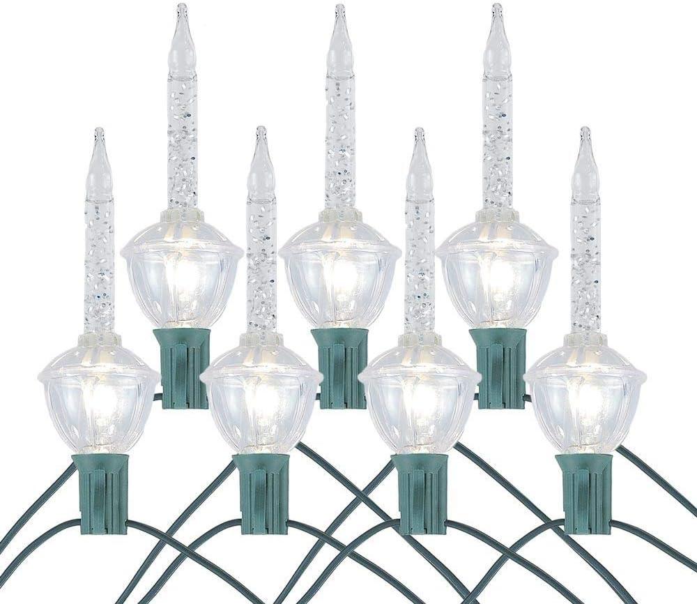 Novelty Lights Traditional Glitter Bubble Light Set, 6 Feet 7 Bulbs Clear Liquid with Glitter and Clear Bases, 5 Watt E12/C7 Bulbs for Indoor Christmas Trees, Nostalgic Holiday Home Decor