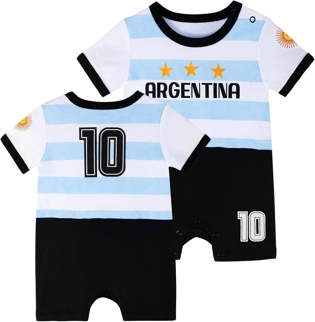 Baby Soccer Bodysuit - Short Sleeve Romper Outfit for Newborn & Toddler 12 M