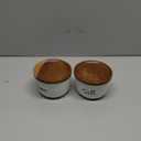 Salt and Pepper Bowls, 10 oz Salt Cellar with Lid, Stacked Ceramic Salt Pepper Container with Acacia Wood Lid, Salt Box for Countertop, Modern Kitchen Decor, Set of 2, White