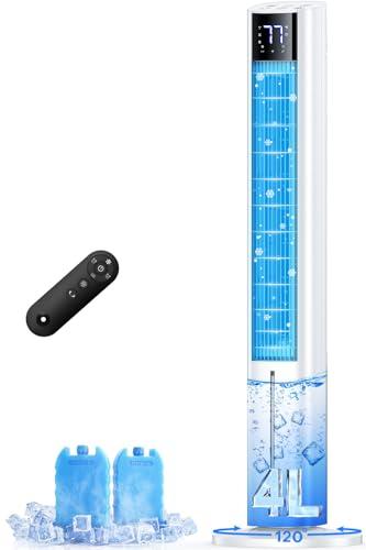 FANCOLE 44 INCH Windowless Air Conditioner with 4 Modes & 3 Speeds, 12H Timer, 4L Tank for 24H Cooling Evaporative Air Cooler, 4 Ice Packs, 17Ft Remote, 120° Oscillating Portable AC Unit for Bedroom