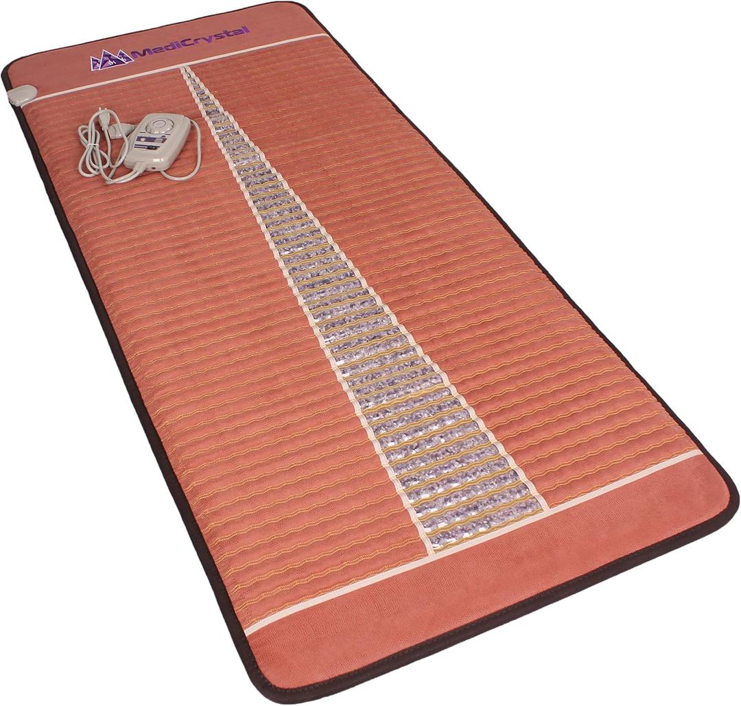 MediCrystal Far Infrared Professional Amethyst Mat 71"L x 32"W - Natural Crystals - Adjustable 86-158F (30-70C) FIR Heating Pad - Hot Stone Therapy - Negative Ions - Original Manufacturer