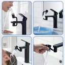 2 Pcs 1440 Rotatable Faucet Aerator Extension, U Shaped Shape Universal 360 Rotating Sink Faucet Extender for Kitchen & Bathroom 2 Modes Adjustable Black