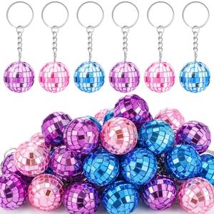 Equsion 36 Pcs Disco Ball Keychain Bulk 1.18 Inch Kpop Party Favors Bulk Mirror Disco Ball Keychain Small Pink Purple Blue Kpop Themed Decor for 70s 80s Singer Birthday Gifts Karaoke Party Supplies