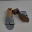 SM New York NWB Ina Denim Block Heel Sandals Open Toe Slip-On‎ Neutral Shoes 9.5