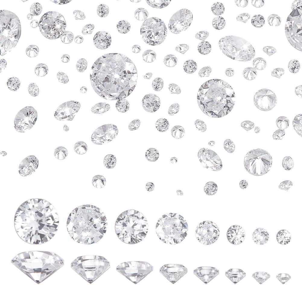 PH PandaHall 1400pcs Clear Cubic Zirconia Stone, 8 Sizes Grade A Faceted CZ Diamante Rhinestone Gems with Pointed Back Cabochons for Ring Earring Bracelet Nail Art Jewelry, 0.8/1/1.5/2/2.5/3/4/5mm