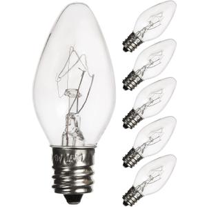 Salt Lamp Light Bulbs 15 Watt 6 Pack, Himalayan Salt Lamp Original Replacement Bulbs E12 Socket Long Lasting Incandescent Bulbs