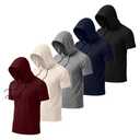 August Alley 5 Pack Men's Big and Tall Hoodies Short Sleeve Sweatshirt Loose Fit Workout Tops Shirts Casual Pullovers Summer(Wine Red, Cream White, Gray, Navy Blue, Black,5X-Large)