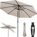 Tempera Patio Market Outdoor Table Umbrella with Auto Tilt and Crank,Large Sun Umbrella with Sturdy Pole&Fade resistant canopy,Easy to set (10FT, Oatmeal)