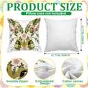 2Pcs Easter Bunny Throw Pillow Covers 18"x 18" Floral Bunny Embroidered Pillow Covers with Zipper Spring Rabbit Decorative Cushion Cases for Couch Bed Sofa Living Room Bedroom Decor Gift