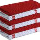 Infinitee Xclusives 100% Cotton Kitchen Towels - 15x25 Inch Ultra Soft Tea Towels, Super Absorbent Terry Dish Towel for Kitchen Linens |Passionate Red|