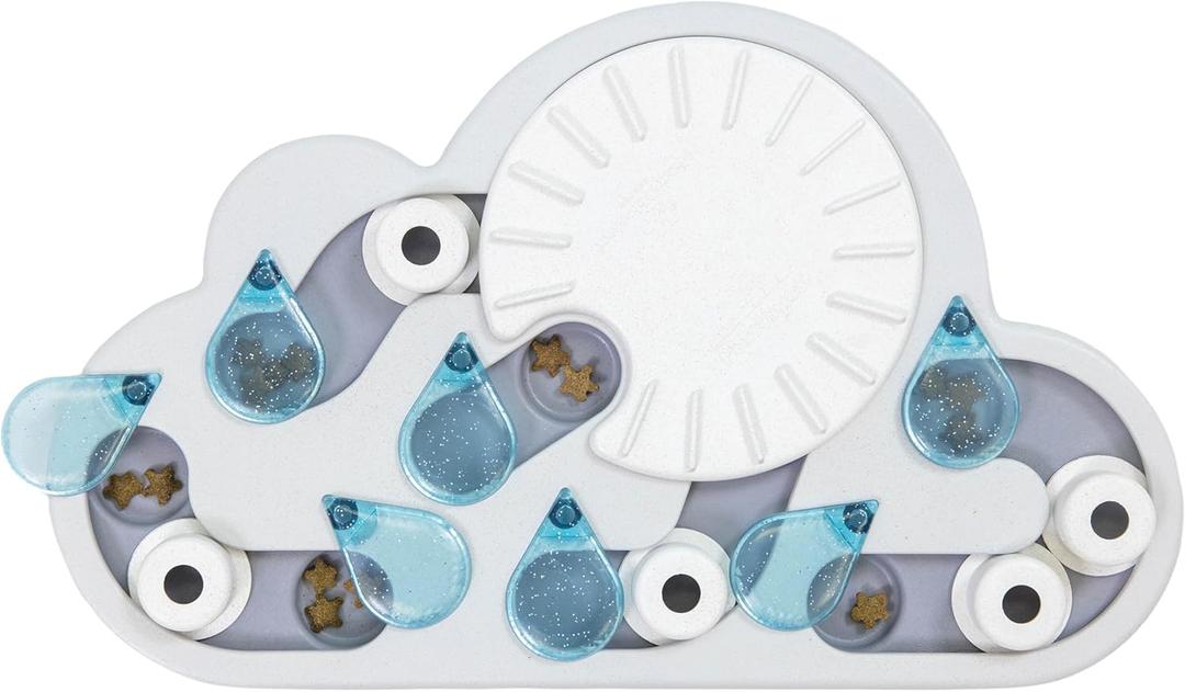 Catstages by Nina Ottosson Rainy Day Puzzle & Play  Interactive Treat Puzzle Feeder for Cats, 19 Hidden Treat Compartments Slow Feeder, Durable & Easy-Clean, 15.4 Inches, Gray