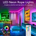 32.8FT RGB Rope Lights,Flexible Led Neon Light Control with App/Remote,Multiple Modes,IP65 Outdoor Waterproof,Music Sync Strip for Bedroom