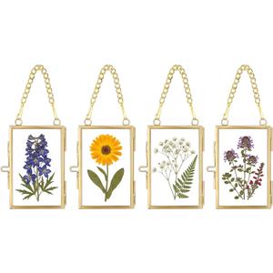 Small Picture Frames,Diy Pressed Flower Picture Frame,Gold Metal Double Glass Frame For Custom Floral Displays,Mini Size Baby 2x3 Frames For Wall Tabletop, Vertical Horizontal Polaroid Photo Frames
