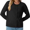 GRECERELLE Cardigan Sweaters for Women Lightweight Long Sleeve Button Up Soft Ribbed Knit Cardigans 2026 Spring Outfits (Black, XS)