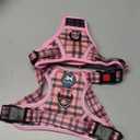 PoyPet No Pull Dog Harness, Reflective Adjustable No Choke Pet Vest with Front & Back 2 Leash Attachments, Soft Control Training Handle for Large Dogs(Checkered Pink,L)