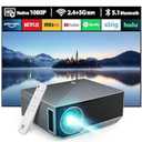 Projector with WiFi and Bluetooth, 16000Lumens Portable Mini Projector, Native Full HD 1080P Outdoor Movie Projector, Smart Projector Compatible with TV Stick/ HDMI/ USB/ Android/ iOS/ Windows