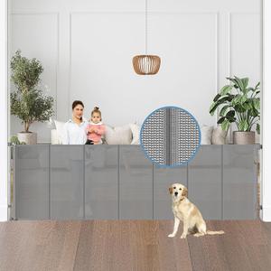 Reinforced 100 Wide Retractable Baby Gates with Support Rods, Upgrade Extra Long Dog Gate for Doorways, Reinforced Retractable Pet Gate to Prevent Crawling Through, Mesh Gate for Kids and Pets (Gray)