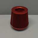 Universal Clamp-On Engine Intake Air Filter Cleaner for car and Motorcycle Fit Intake Tube with 3in Diameter Washable & Round Tapered Replacement Cold Air Filter with mesh (Red)