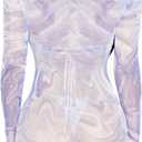 HUUSA Women's Sheer Cover Up Dress Sexy Swimwear Mesh Bikini Long Sleeve See Through Resort Wear 2025 Trendy (XL)