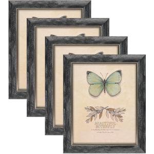 XUANLUO 8x10 Picture Frames Set of 4 Rustic Retro Photo Frame with HD Plastic Cover for Wall Mount and Tabletop Display Family Friends Wedding Gift