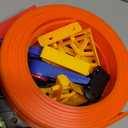 16-Ft Flexible Race Track Set for Kids, DIY Roll-Up Racetrack with 2 Launchers & 6 Mini Cars, Suction-Cup Portable Track Compatible with 1:64 Die-Cast Cars, Indoor & Outdoor Orange