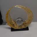 Golden Wave Resin Origami Statue Modern Abstract Home Decoration Emphasizes Abstract Office Desk Center Art Statue Table Family Bedroom Living Room Golden Stripe Decoration (A-White Gold)