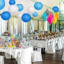 Blue Paper Lanterns 12 Pcs Assorted size of 6" 8" 10" 12" Chinese Round Paper Hanging Decorations Lanterns Lamps for Home Decorations, Parties, and Weddings