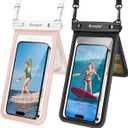 Rynapac IPX8 Waterproof Phone Pouch 2 Pack, [Up to 8.5''] Double Space Waterproof Phone Case with Lanyard for iPhone 17 16 15 14 Pro Max, Cellphone Dry Bag for Beach Vacation Cruise Essentials