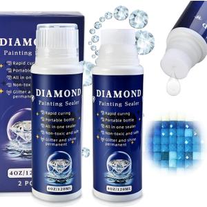 2pcs Diamond Painting Sealer Protectant Brightener(120ml*2), Diamond Art Painting Accessories Glue, Diamond Art Glue Sealer Supplies Clear Finish Permanent Hold & Shine Effect (8OZ)