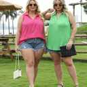 DOLNINE Womens-Plus-Size-Summer-Tank-Tops Dressy V Neck Collared Polo Shirts Casual Sleeveless Tunics Trendy Textured Blouses XL