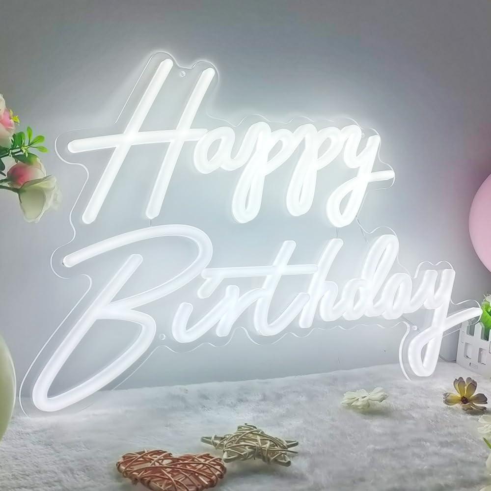 Happy Birthday Neon Sign for All Partys, Large Size-23 x 14inch, Led Neon Signs With Dimmable Switch for Wall Decor, Photo Backdrop (Power by USB)-by Colysor