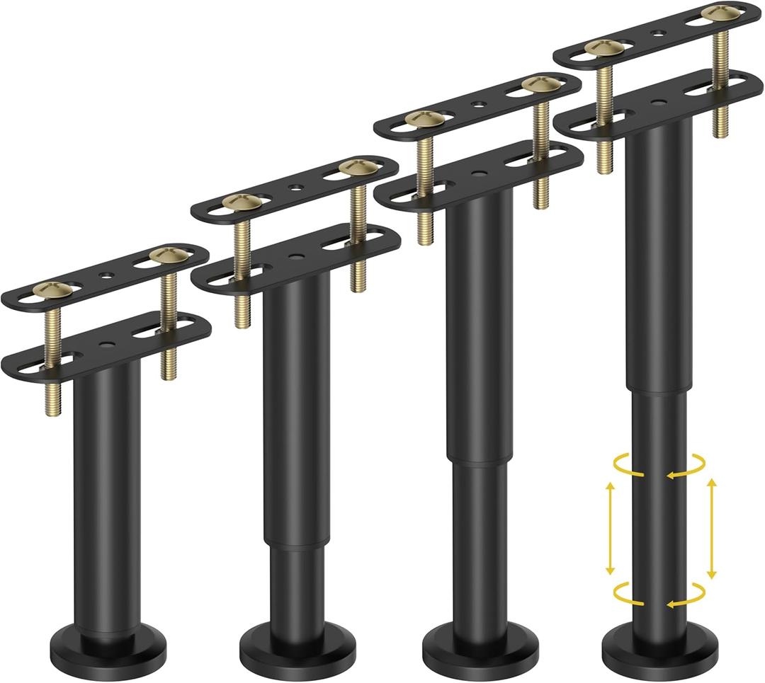 4 Pcs Adjustable Height Bed Support Legs 7.08-12.6 inch, Bed Frame Center Support Legs for Bed Frame/Bed Center Slat/Furniture, Heavy Duty Metal Bed Replacement Legs Bed Slats Support Legs