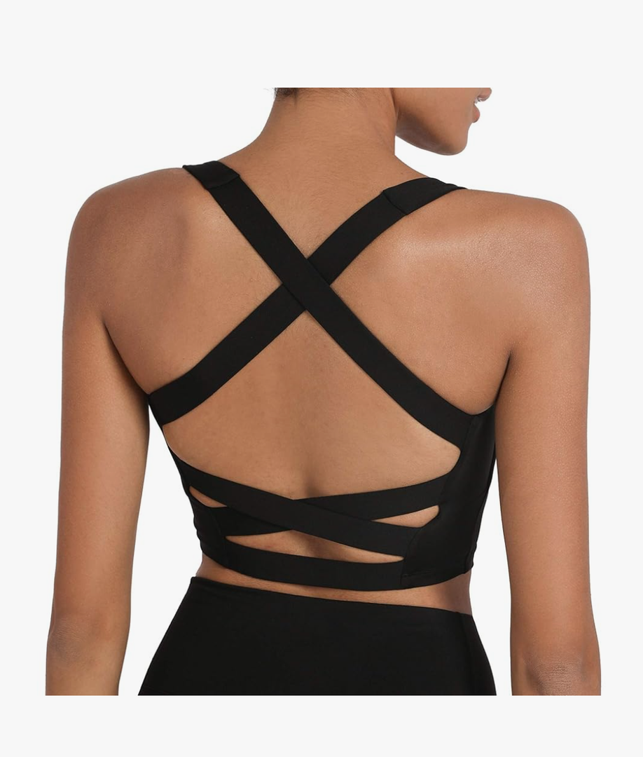 romansong Strappy Yoga Sports Bras for Women Padded Criss-Cross Back Tank Tops Size S